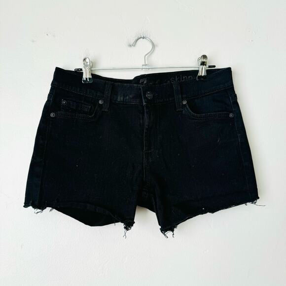 7 for all mankind black cutoff jean shorts woman’s 28 - Picture 1 of 10